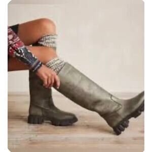 Free People Brooks Tall Boots Gray 38.5 Lug Sole